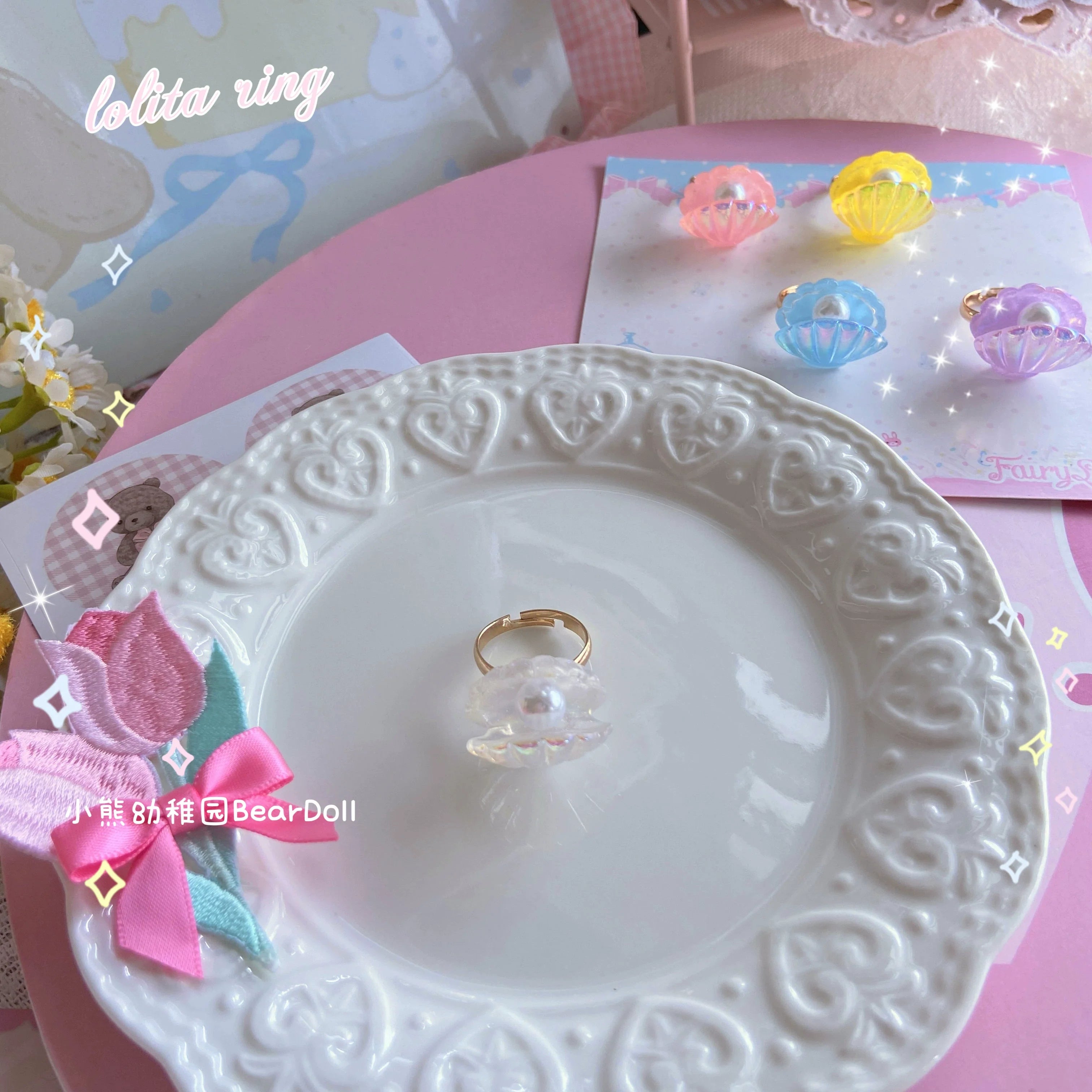 Kawaii Lolita Shell & Heart Adjustable Ring Collection - image 28