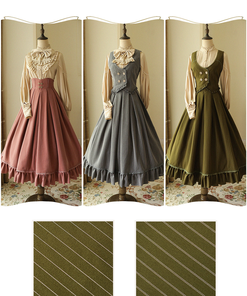 North of the Forest Classic Lolita Striped Vest and Skirt Set - image 8