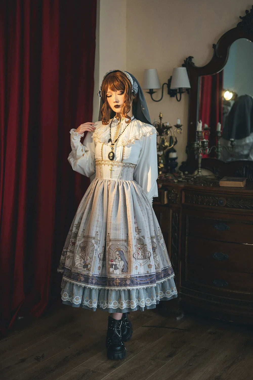 Demon Hunting Notes - Fishbone Gothic Lolita Skirt - image 37