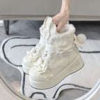 Bunny Tail - Fuzzy Kawaii Lolita Snow Boots, Detachable Plush Bow - image 16