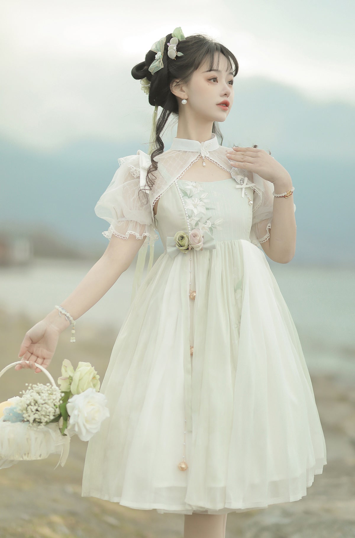 Wind Singing Lily - Qi Lolita Embroidered Dress Suit - image 10