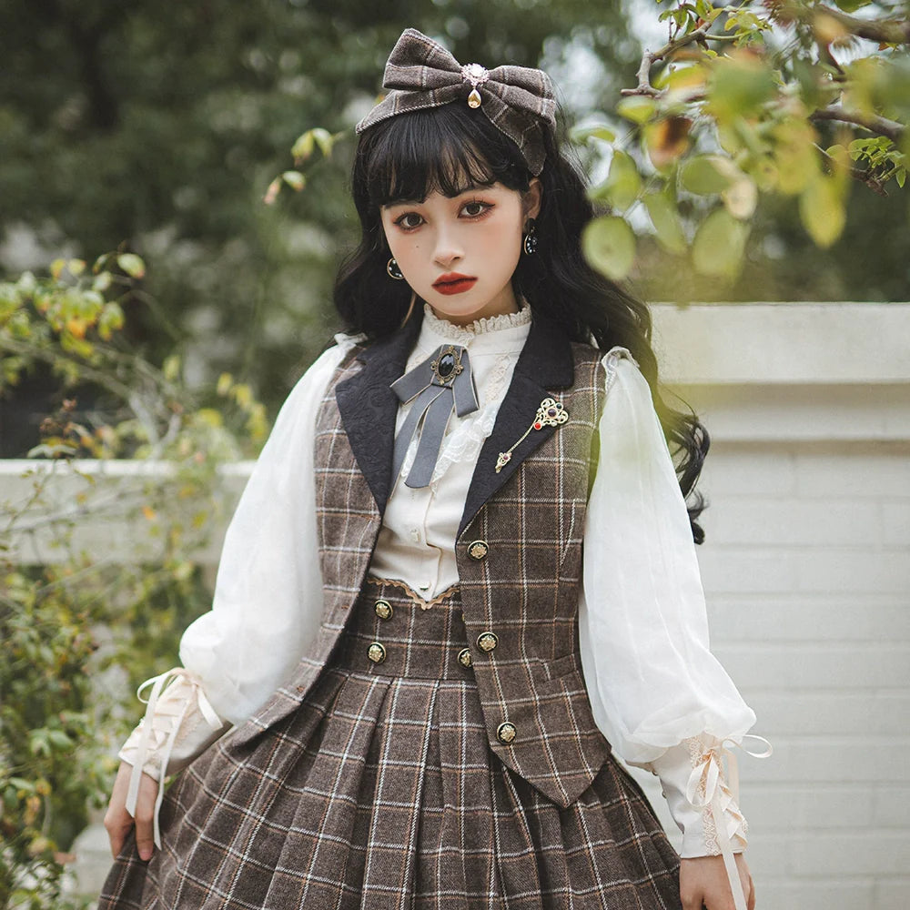 Rose - Elegant Lolita Fishbone Grid Skirt Customized - image 36