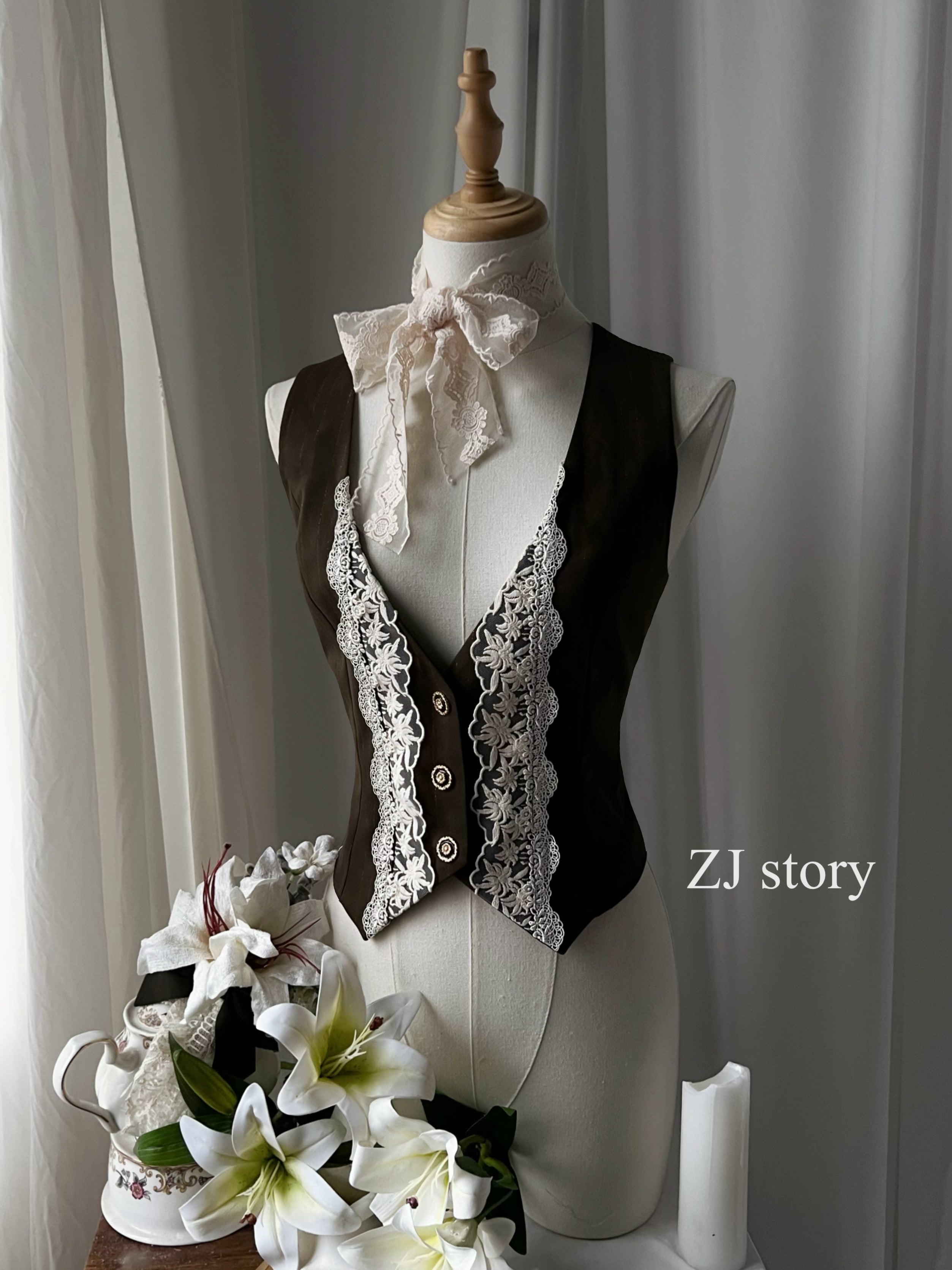 Embroidered Classic Lolita OP Dress, Lace Trim Shirt and Accessories - image 34