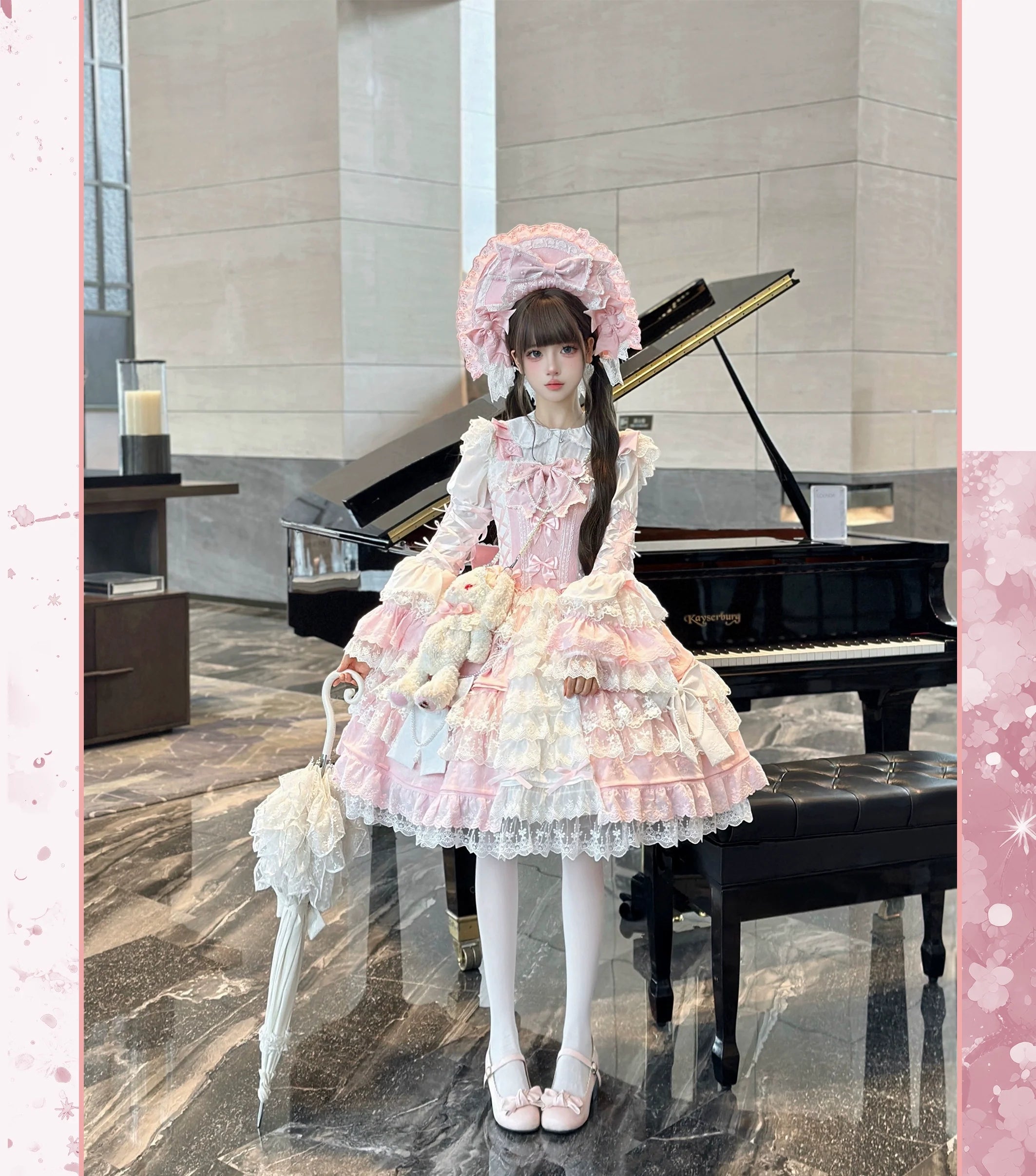 Sakura Love - Gorgeous Doll-like Lolita Dress Suit, Tiered Skirt - image 12