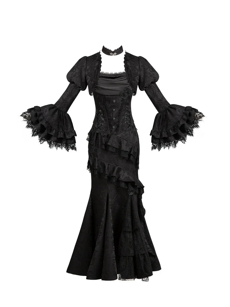 Twilight Witch-Inspired Black Gothic Lolita Skirt Set - image 36