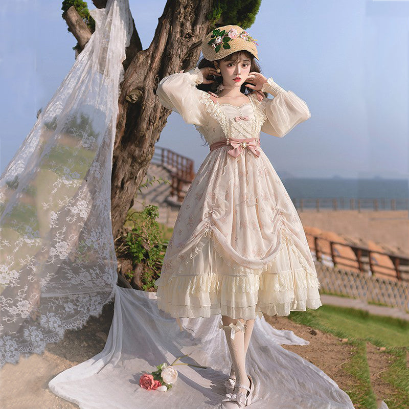 Time Stationery - Elegant Lolita Long Sleeve OP Dress - image 1