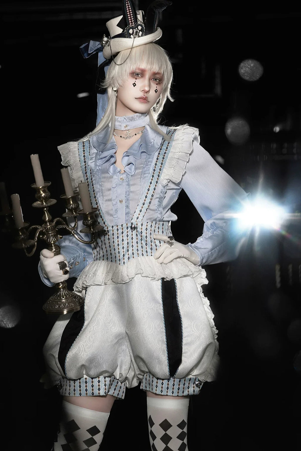 Eternal Rabbit Invitation - Ouji Lolita Ruffle V-Neck Blouse - image 7