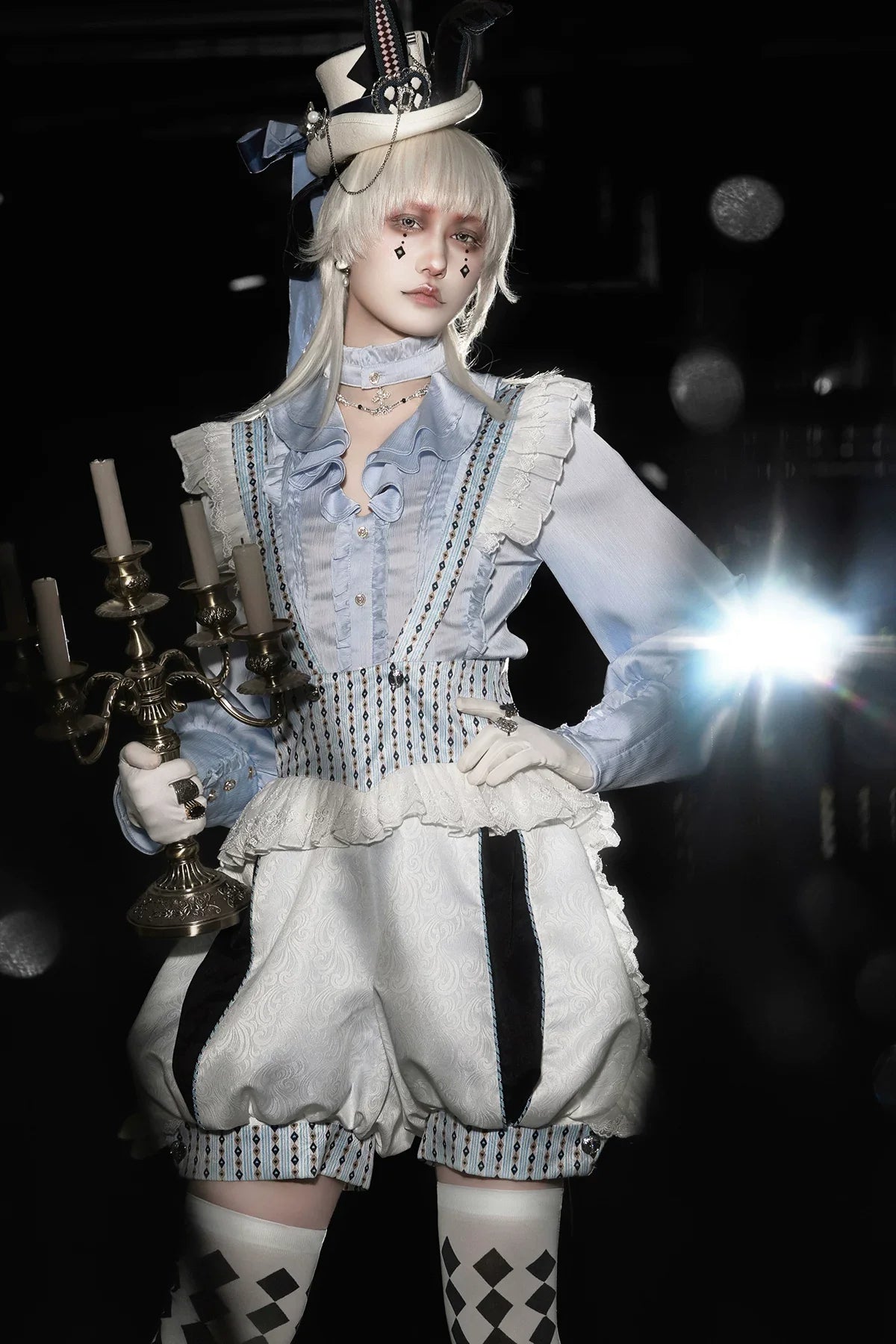 Eternal Rabbit Invitation - Ouji Lolita Ruffle V-Neck Blouse - image 7
