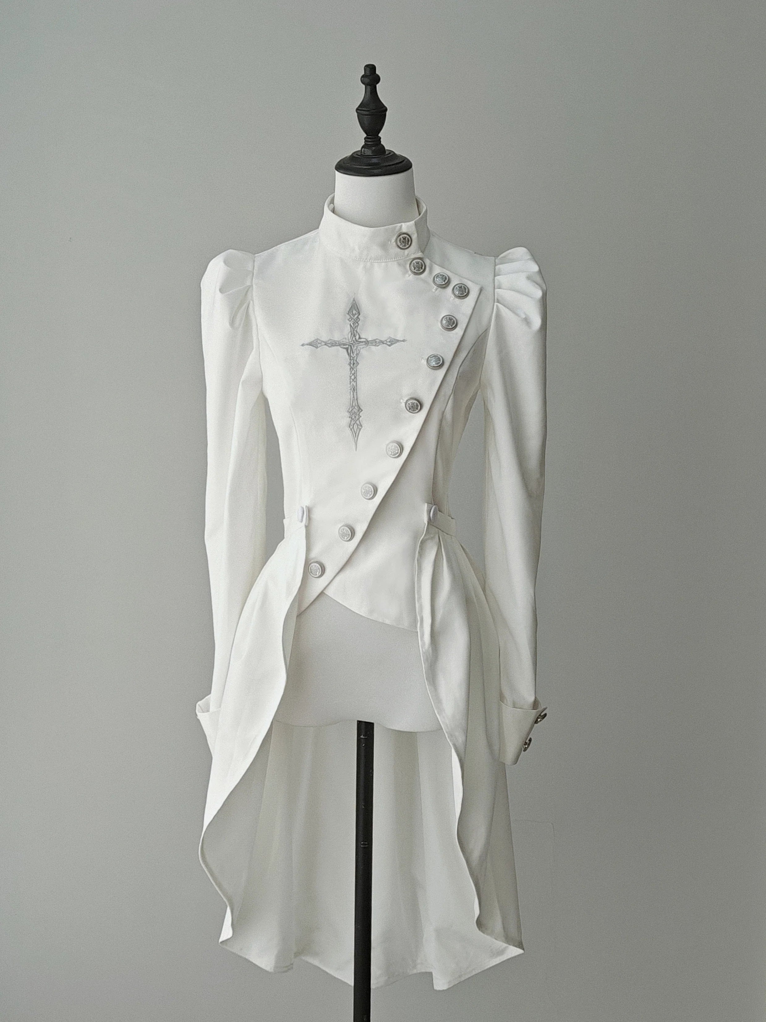 White Night Sonata - Ouji Lolita Embroidery Coat, Detachable Trailing - image 2