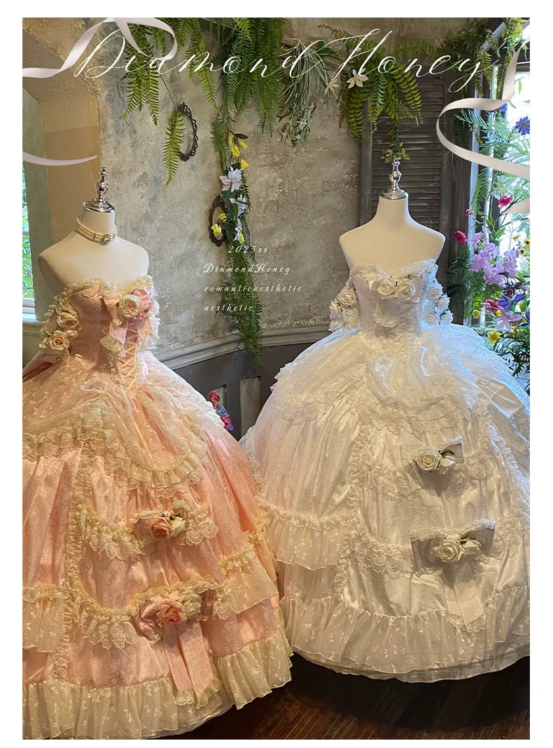 Love and Roses Princess Bridal Lolita Dress with Tiered Rose Skirt - image 22
