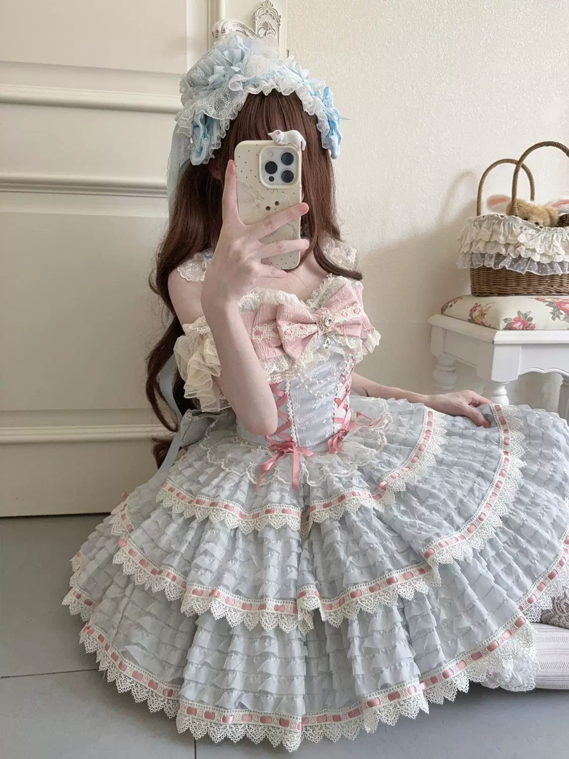 Floral Elegy - Sweet Lolita JSK Dress, Tiered Hem - image 20