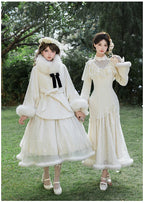 Winter Island Memory - Elegant Lolita Winter Coat & OP Dress Set - image 1