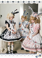 Alice - Kawaii Lolita OP Dress, Rabbit & Playing Card Motifs - image 3
