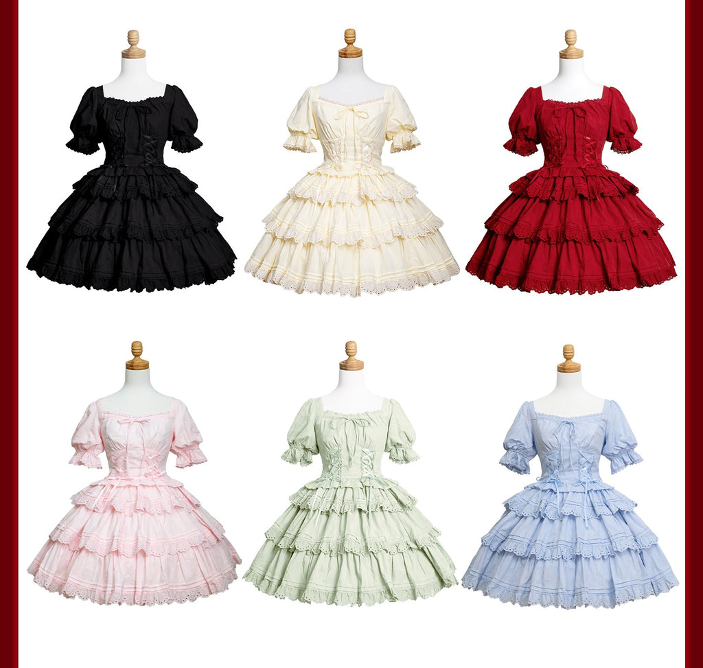 Miss Flora - Cotton Sweet Lolita Dress Set Doll-like OP and JSK - image 18