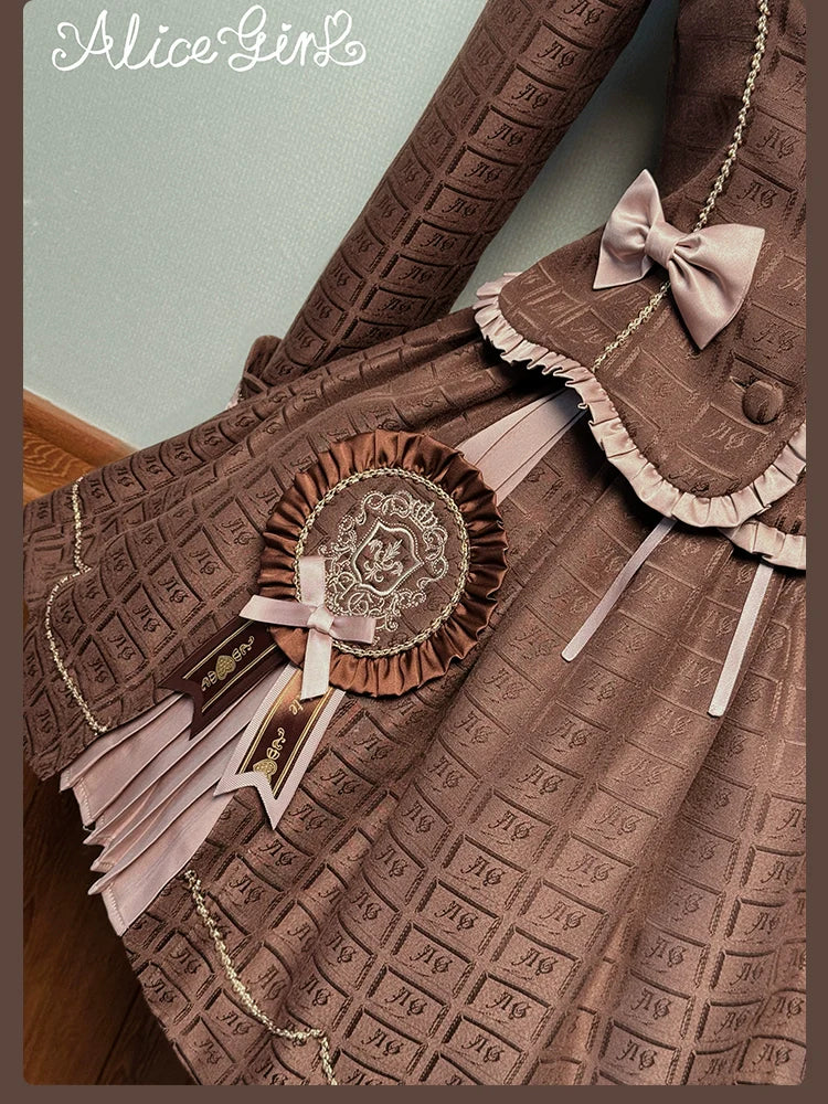 Bear Chocolate Slab - Classic Lolita Pleated JSK & SK Dress, Side Zipper - image 32