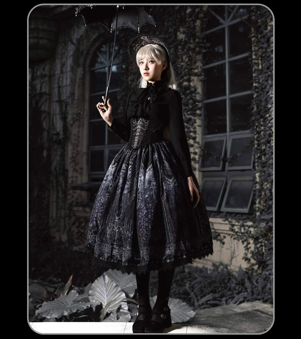 Bone-Eroded Butterfly - Gothic Lolita JSK & SK Set - image 30