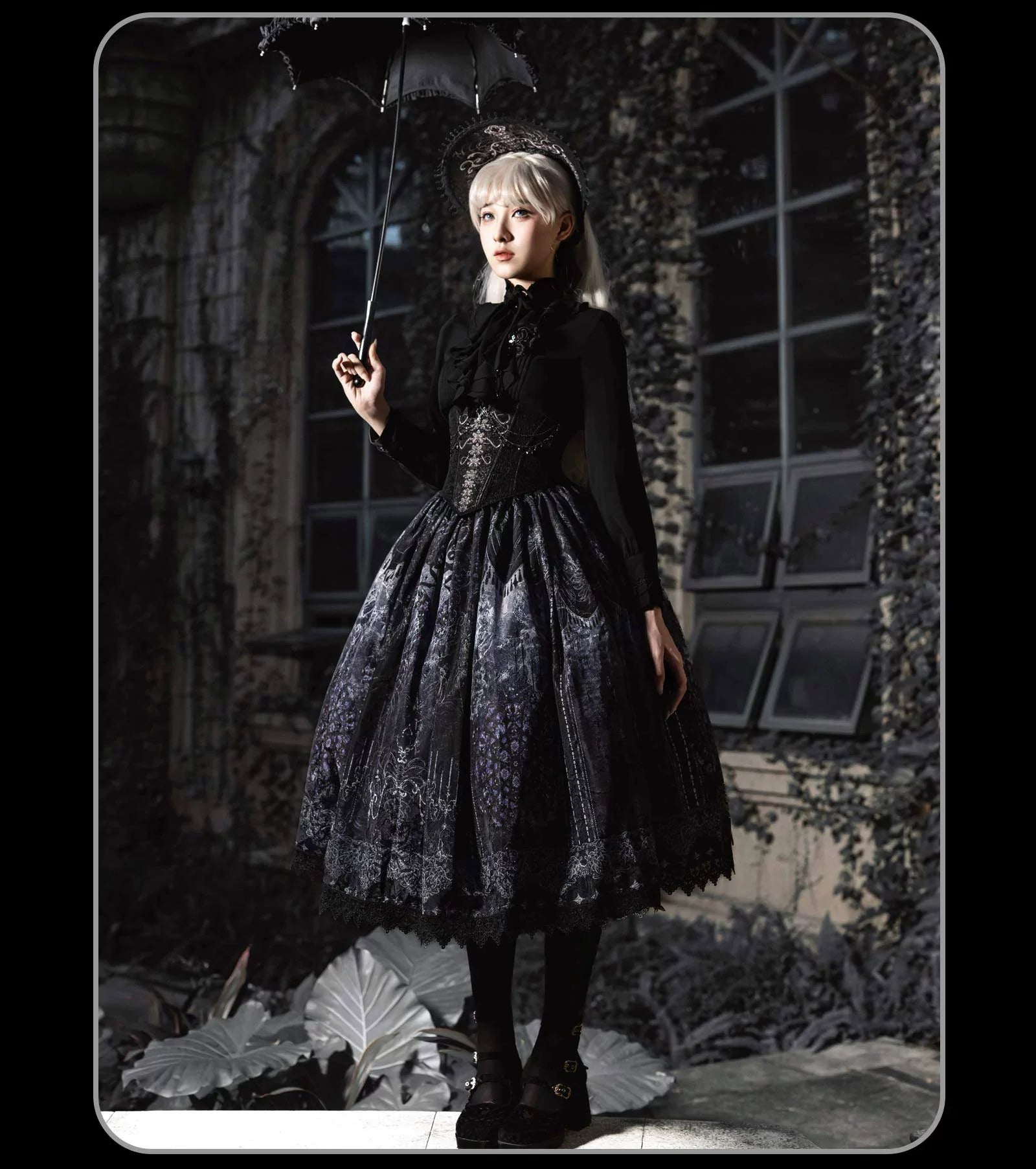 Bone-Eroded Butterfly - Gothic Lolita JSK & SK Set - image 30