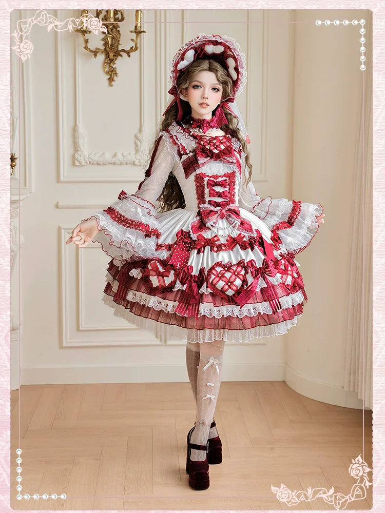 Heart of Love - Sweet Lolita Wedding JSK, Bow Details - image 9