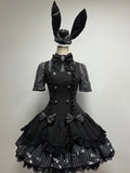 Dark Lord - Gothic Lolita Striped JSK Set, Skull Print - image 1