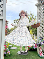 Meow Wreath - Classic Lolita Button Closure JSK Dress, Cat and Wreath Print - image 4