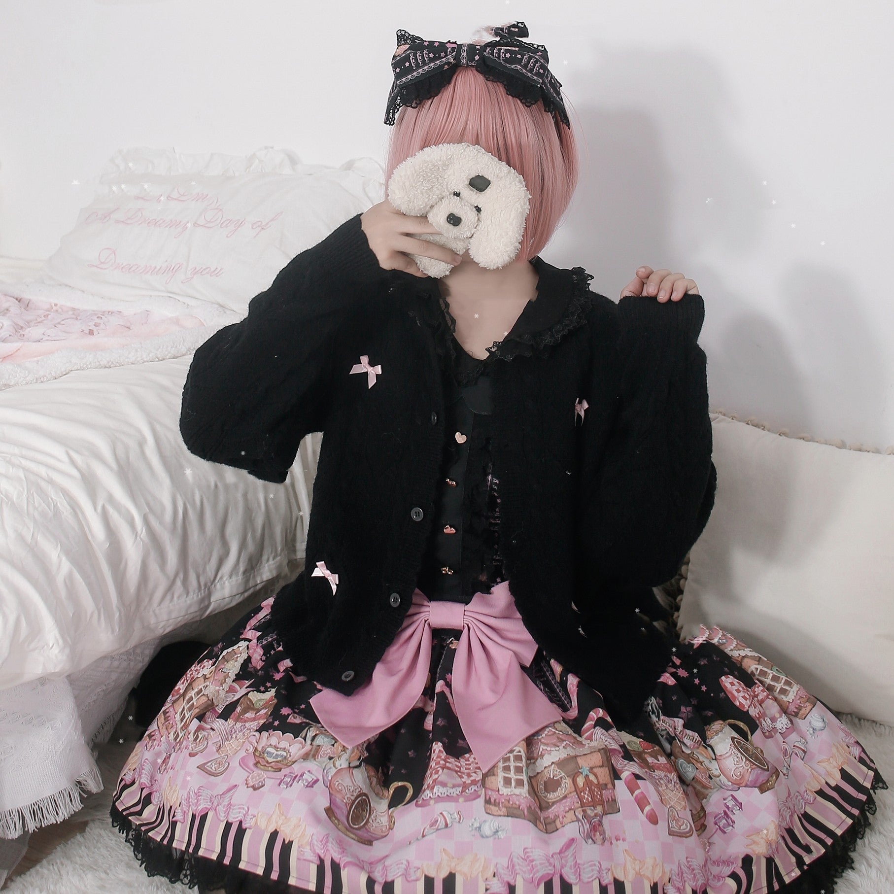 Hollow Out Long Sleeve Lolita Cardigan Multicolors - image 7