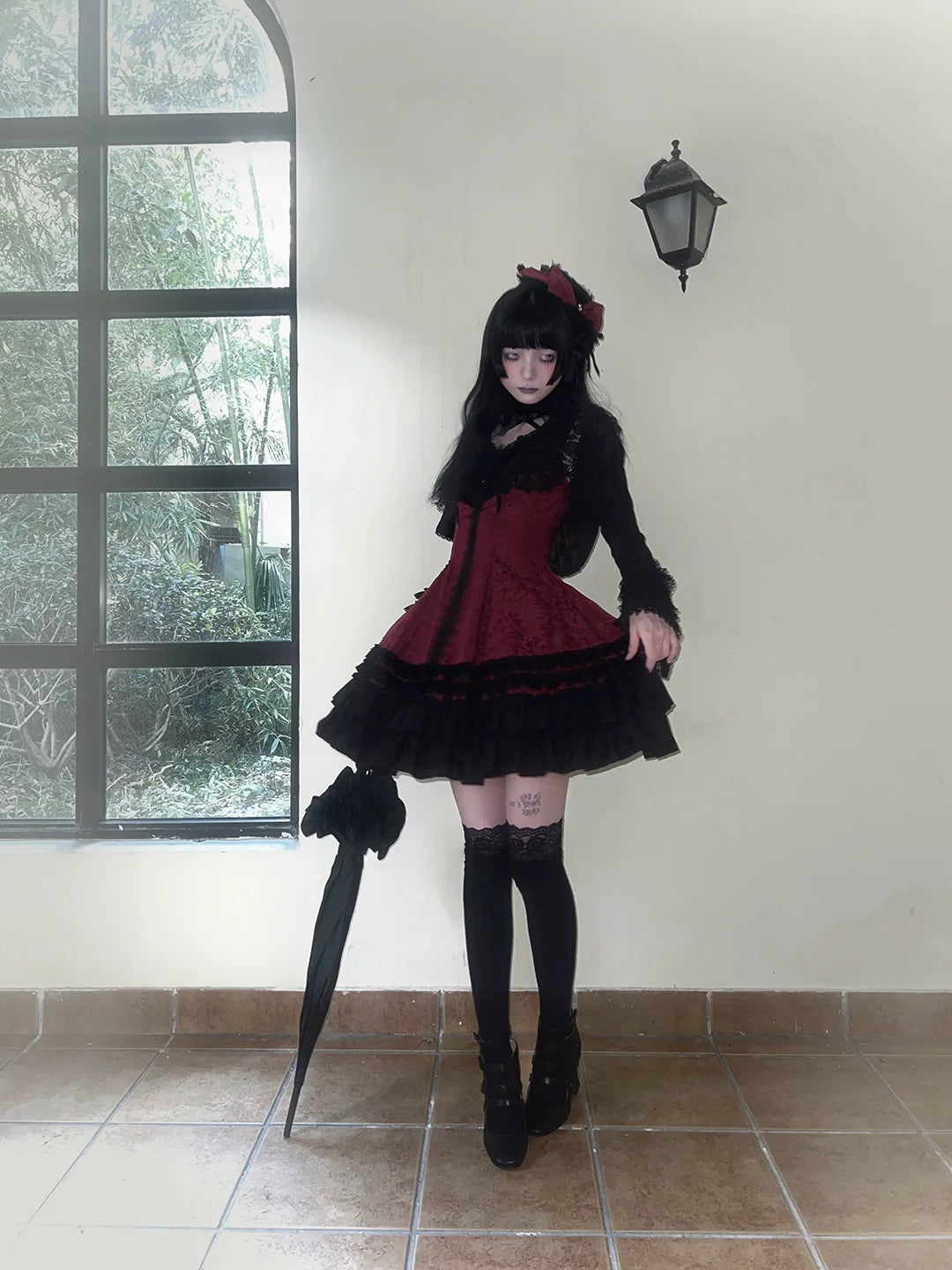 Six-Panel Gothic Lolita JSK Dress with Tiered Ruffles - image 16
