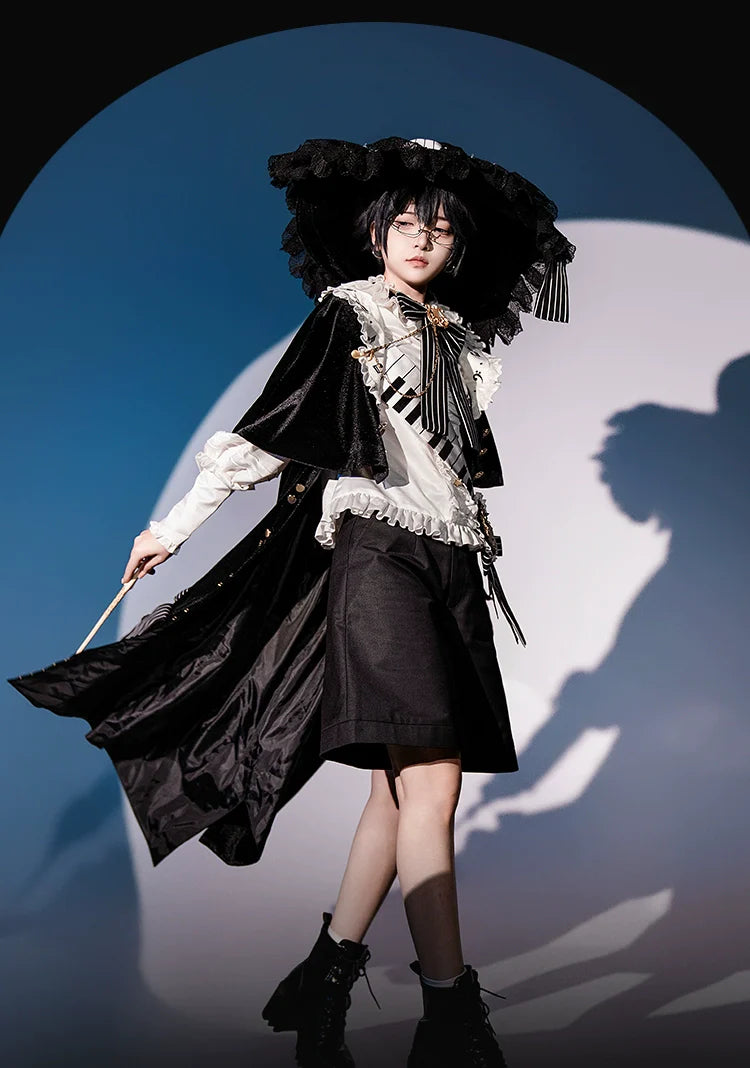 Black and White Sonata - Ouji Lolita Vest Suit and Vintage Lolita OP Dress - image 9