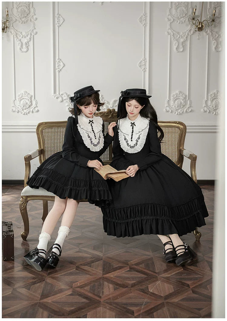 Audrey's Reply - Classic Lolita Square Neck OP, Detachable Embroidered Collar and Accessories - image 12