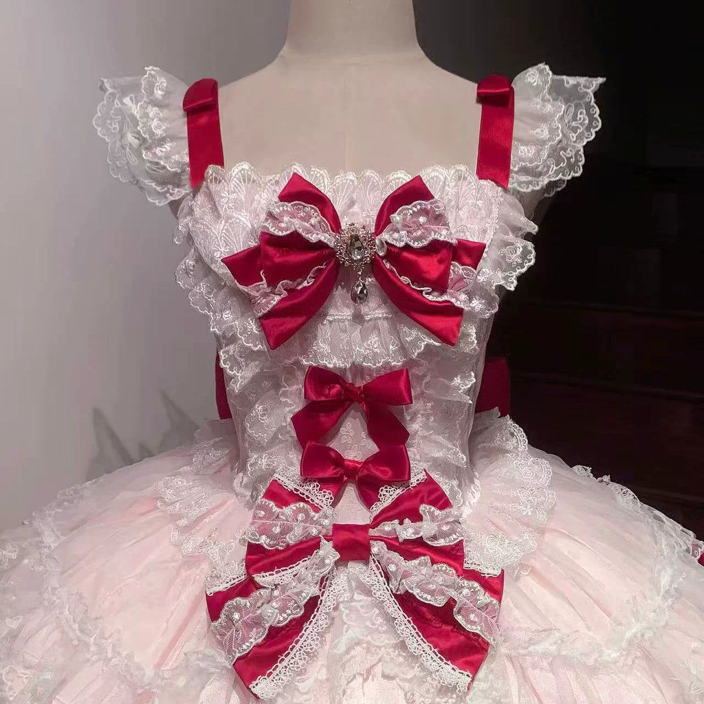 Floral Dream Isle - Sweet Lolita Doll-like JSK Dress, Bows & Lace - image 10