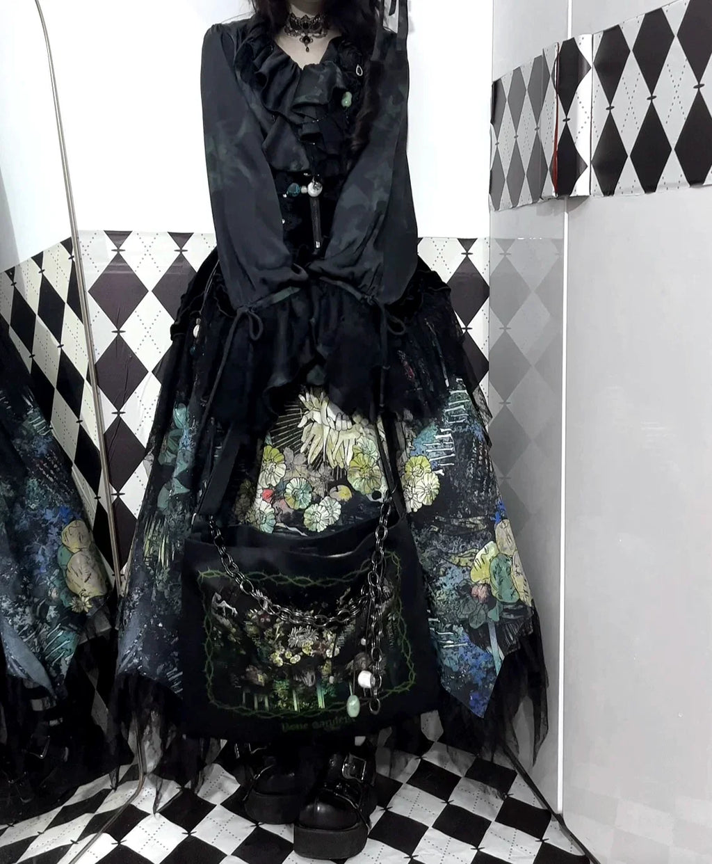 Bone Garden - Gothic Lolita Printed Tote Bag, Adjustable Strap - image 10