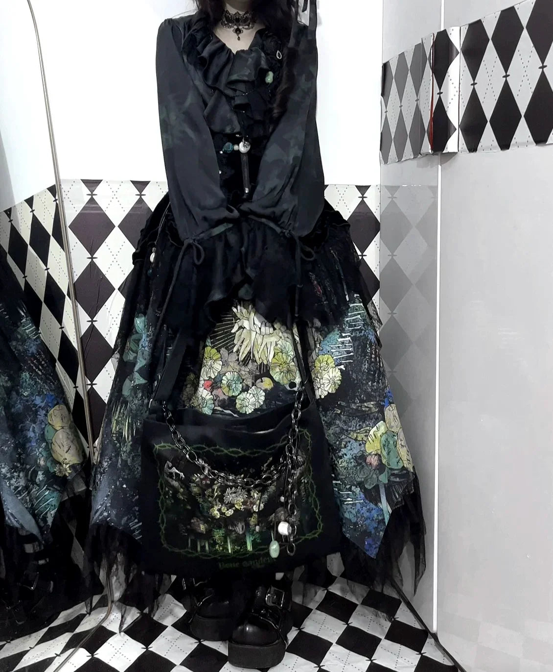 Bone Garden - Gothic Lolita Printed Tote Bag, Adjustable Strap - image 10