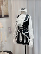 Crow Feather Ode - Ouji Lolita Cotton Linen Shirt and Clock Embroidery Vest Set - image 9