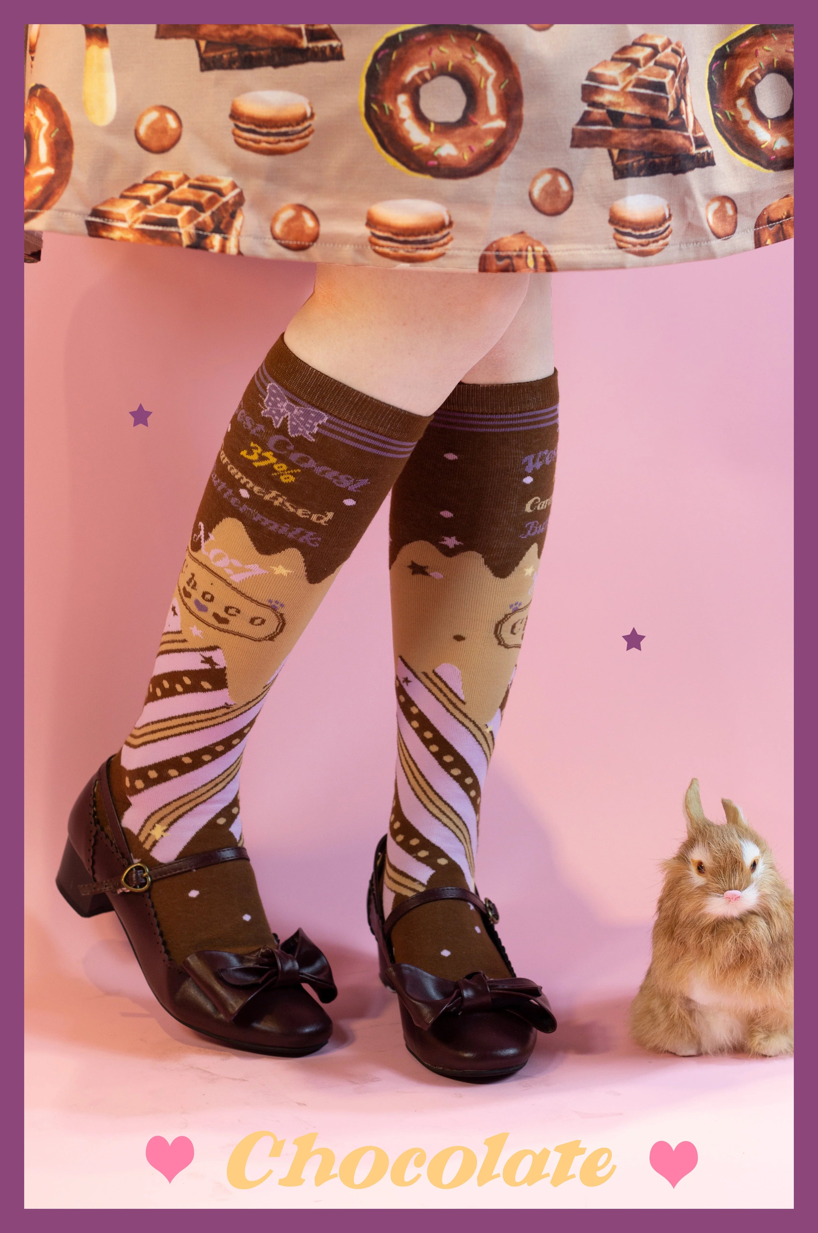 Kawaii Lolita Chocolate Color Cotton Socks - image 45