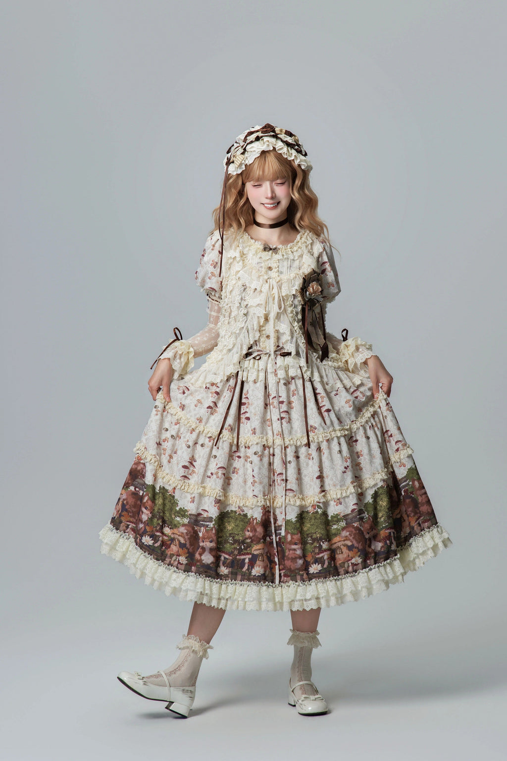 Squirrel Fairytale Cottage - Classic Lolita Long OP Dress and Accessories - image 14