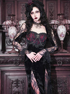 Rose Cemetery - Dark Red Velvet Gothic Lolita Dress - image 2