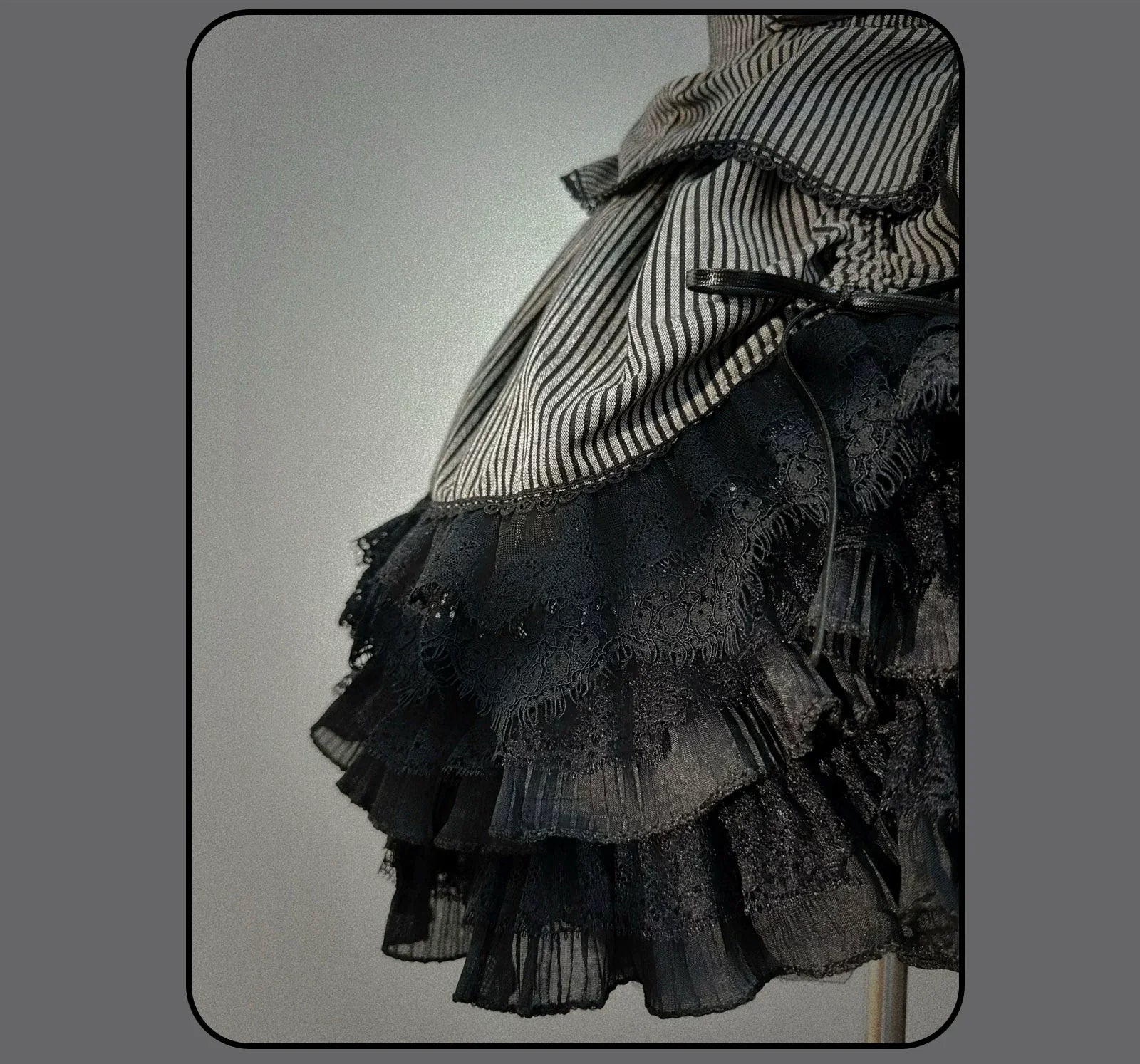Striped Cross - Gothic Coordinated Lolita Set, Adjustable Blouse & Skirt - image 27
