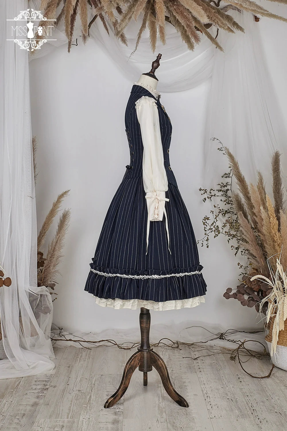 Rose Doll - Elegant Lolita Striped Fishbone Skirt - image 78