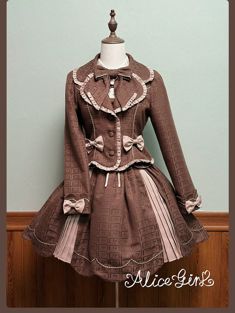 Bear Chocolate Slab - Classic Lolita Pleated JSK & SK Dress, Side Zipper - image 20