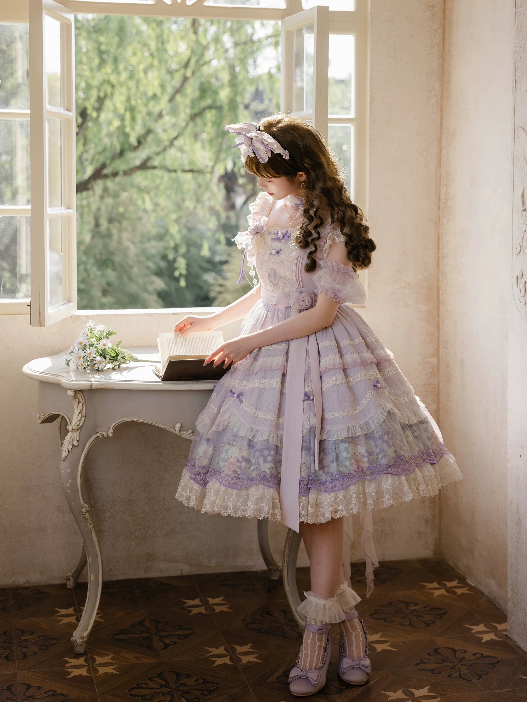 Lily of the Valley Lamb - Classic Lolita Tiered Hem JSK Dress with Embroidery - image 17