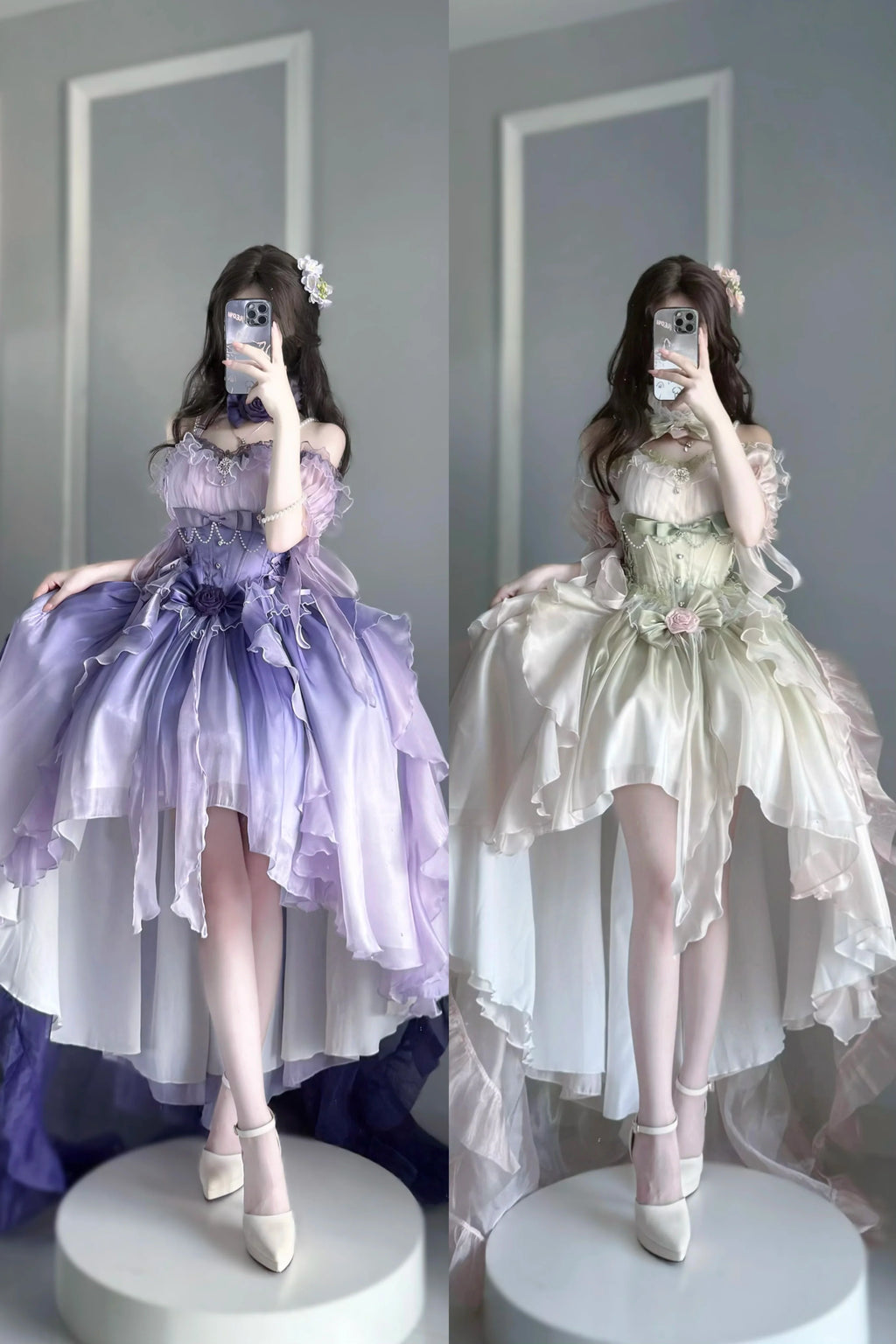 Midsummer Dream - Gradient Color Wedding Lolita JSK Dress Set, Fishbone Waist - image 12