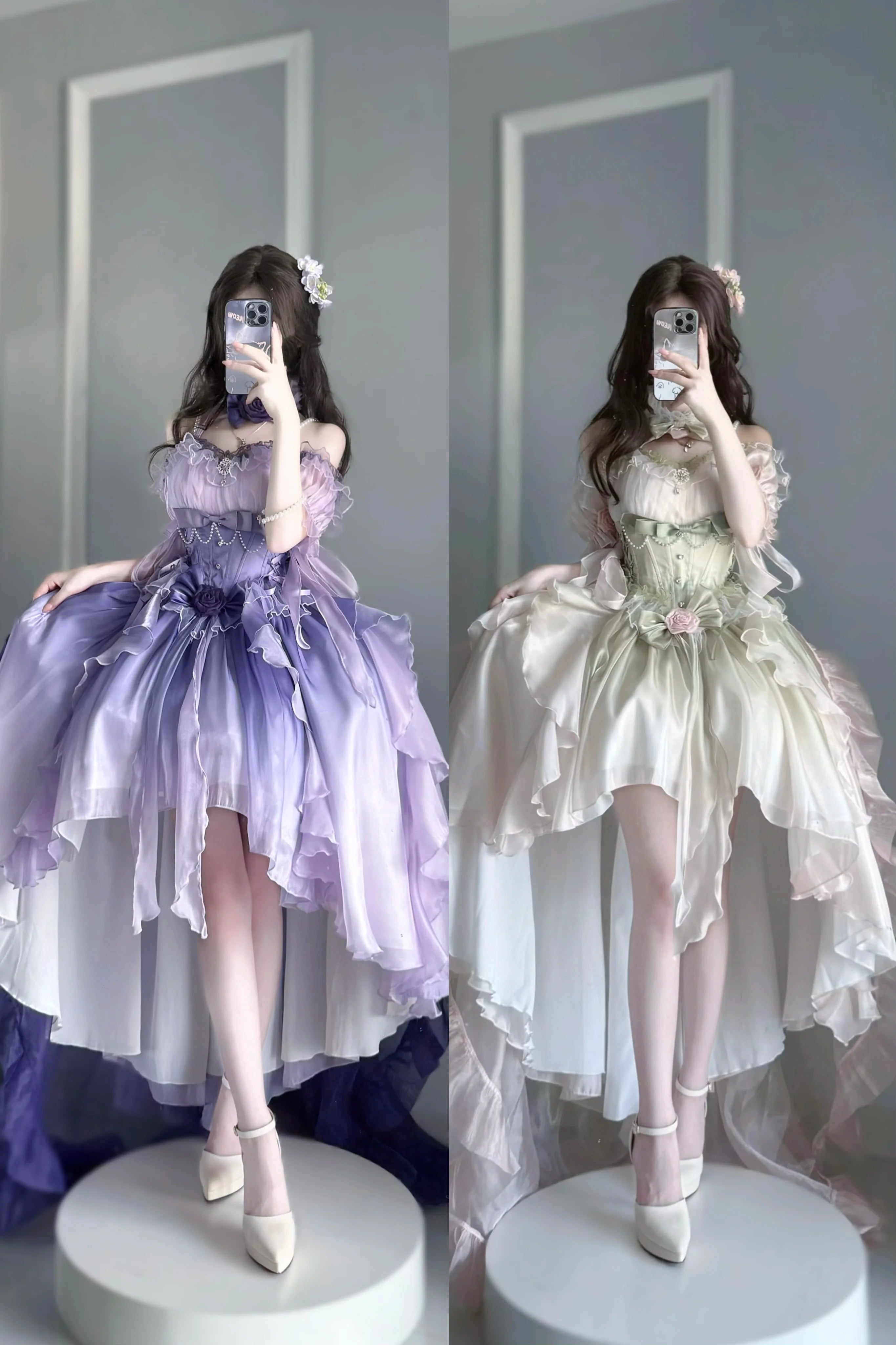 Midsummer Dream - Gradient Color Wedding Lolita JSK Dress Set, Fishbone Waist - image 12