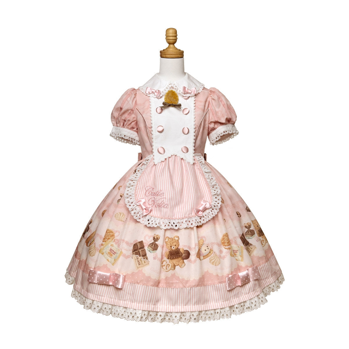 Patisserie Forever Happiness Pink Apron Sweet Lolita OP Dress Set - image 4