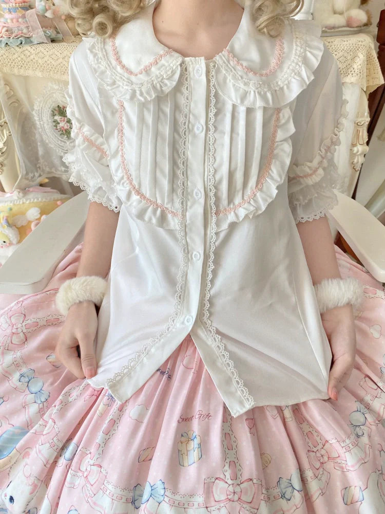 Meow Pompom - Sweet Lolita Salopette Dress Suit, Cat Print - image 17