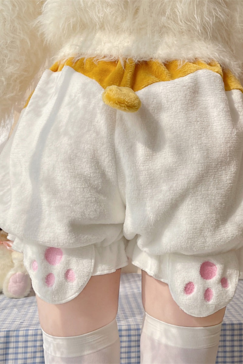 Kawaii Winter Lolita Warm Velvet Bloomers with Corgi Tail - image 17