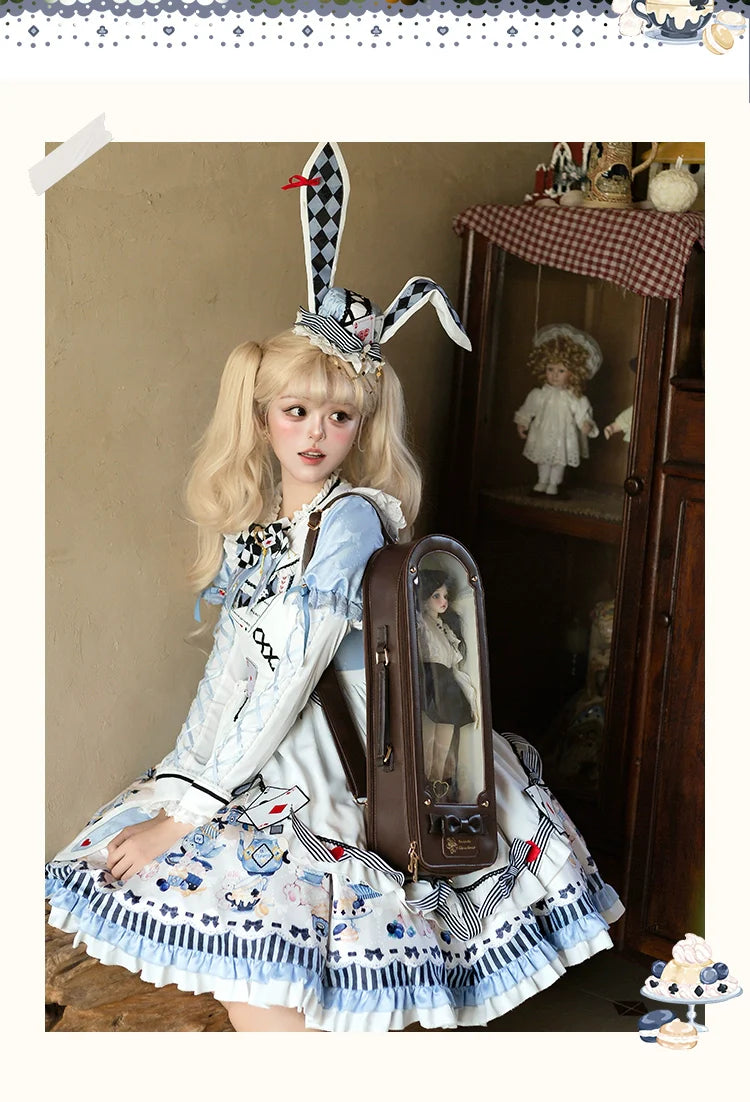 Alice - Kawaii Lolita OP Dress, Rabbit & Playing Card Motifs - image 11