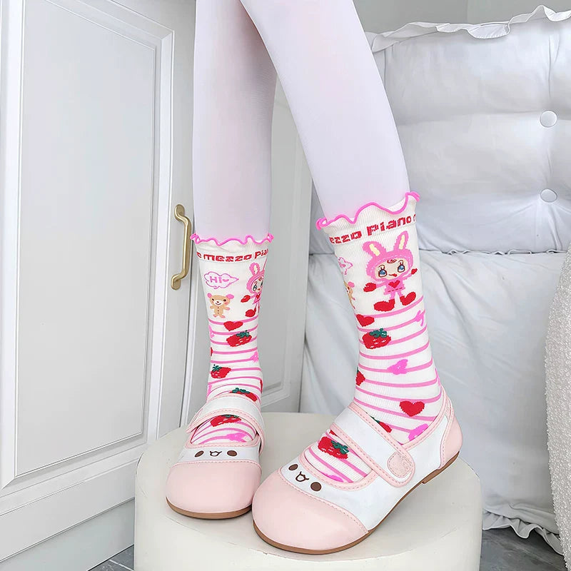 Bunny and Chick Print Sweet Lolita Short Socks - image 3