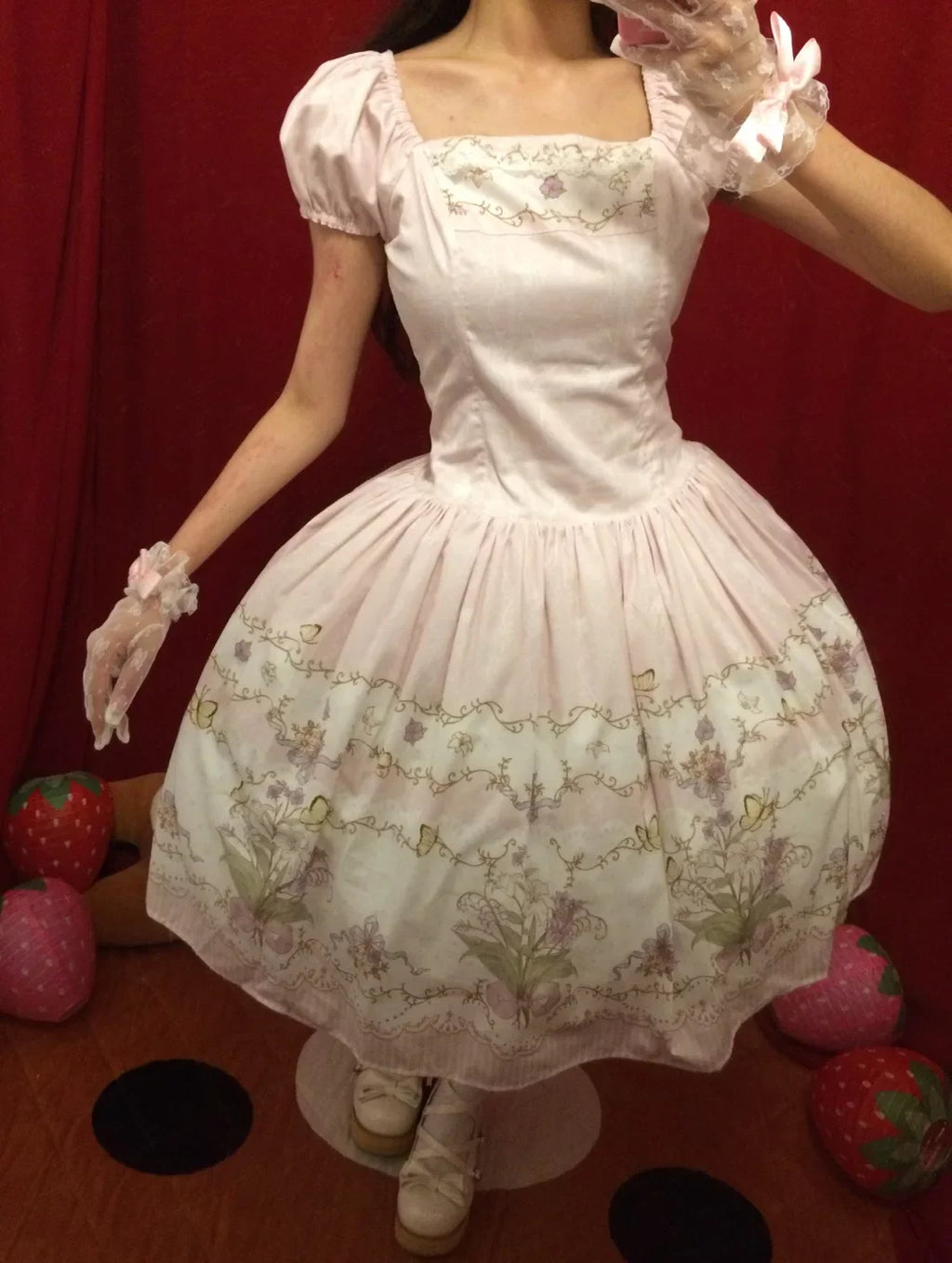 Jenny Flower - Cotton Old School Lolita Floral OP Dress - image 20