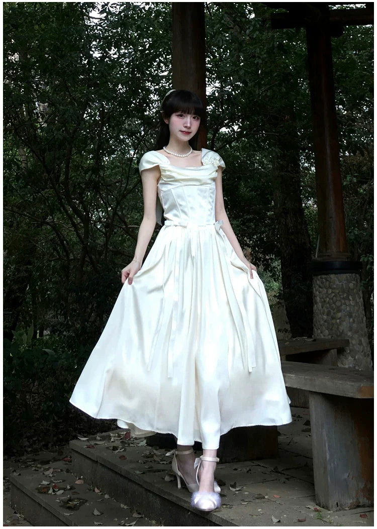 For Beloved - Classic Lolita Satin JSK Dress Set, Fishbone Waist - image 35