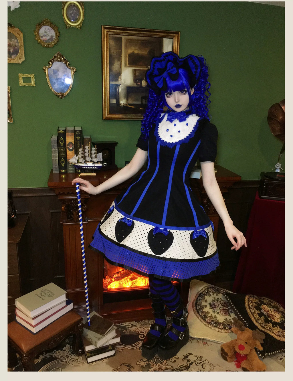 The Weird Strawberry Lady - Old School Lolita JSK, Hand-Studded Strawberry and Accessories - image 11