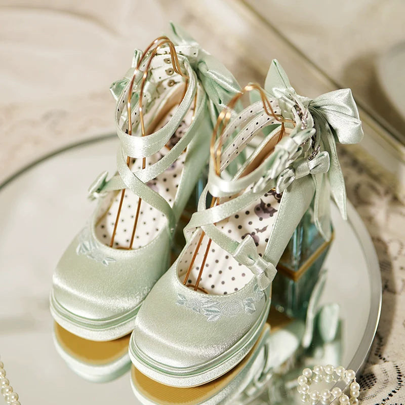 Glass Floral House - Elegant Lolita Shoes, Transparent Heels with 3D Floral - image 2